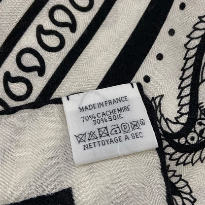 Hermes Shawl Carre Geant 140 White Black Tattoos Marins Bandana Cashmere Silk — view 3