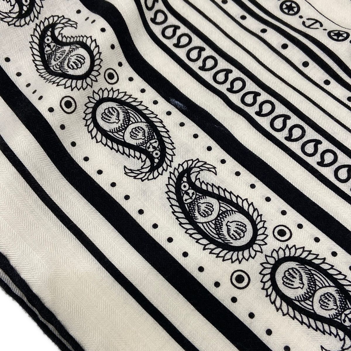 Hermes Shawl Carre Geant 140 White Black Tattoos Marins Bandana Cashmere Silk — view 6