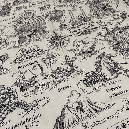 Hermes Shawl Carre Geant 140 White Black Tattoos Marins Bandana Cashmere Silk — view 4
