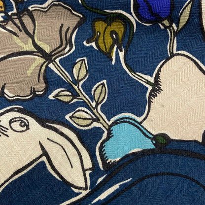 Hermes Shawl Triangle Jean Blue Petrol Natural Green Thousand and One Rabbit — view 6