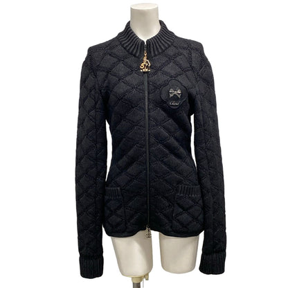 Chanel Jacket S Black Knit Ribbon Fall Winter Wool 34