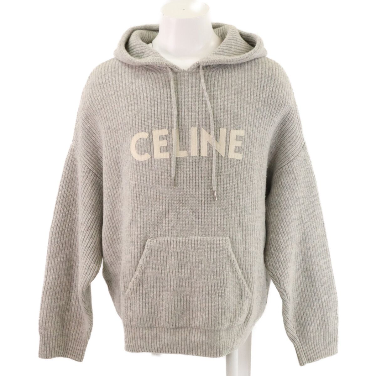 Celine Hedi Slimane Era Wool Logo Pullover Knit Hoodie