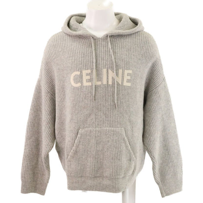Celine Hedi Slimane Era Wool Logo Pullover Knit Hoodie