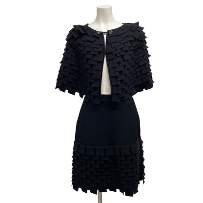 Chanel Skirt Set Black Knit Bolero Wool Angora