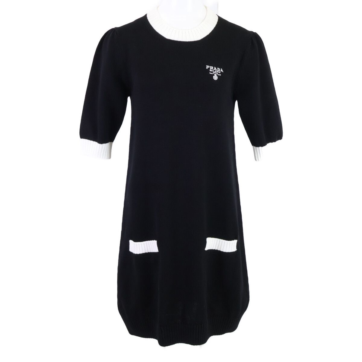Prada Logo Embroidery Knit Dress 42