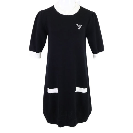 Prada Logo Embroidery Knit Dress 42