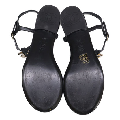 Chanel CC Logo Leather Ankle Strap Thong Sandals — view 7