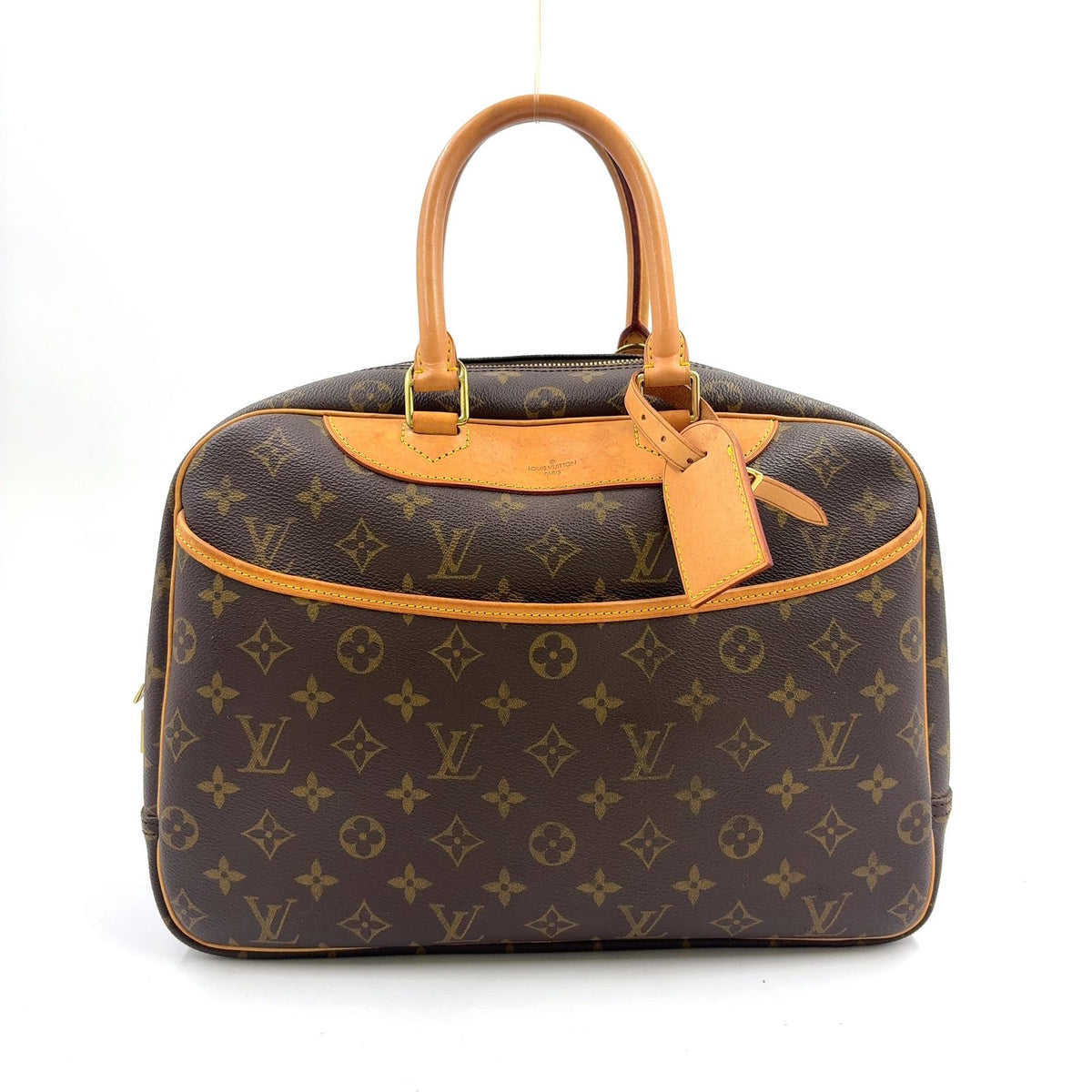 Louis Vuitton Deauville Bowling Vanity Monogram Leather Brown Handbag Gold