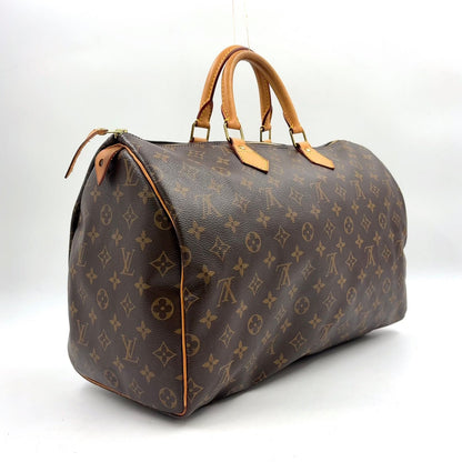 Louis Vuitton Speedy 40 Monogram Initial Leather Brown Handbag Gold — view 2