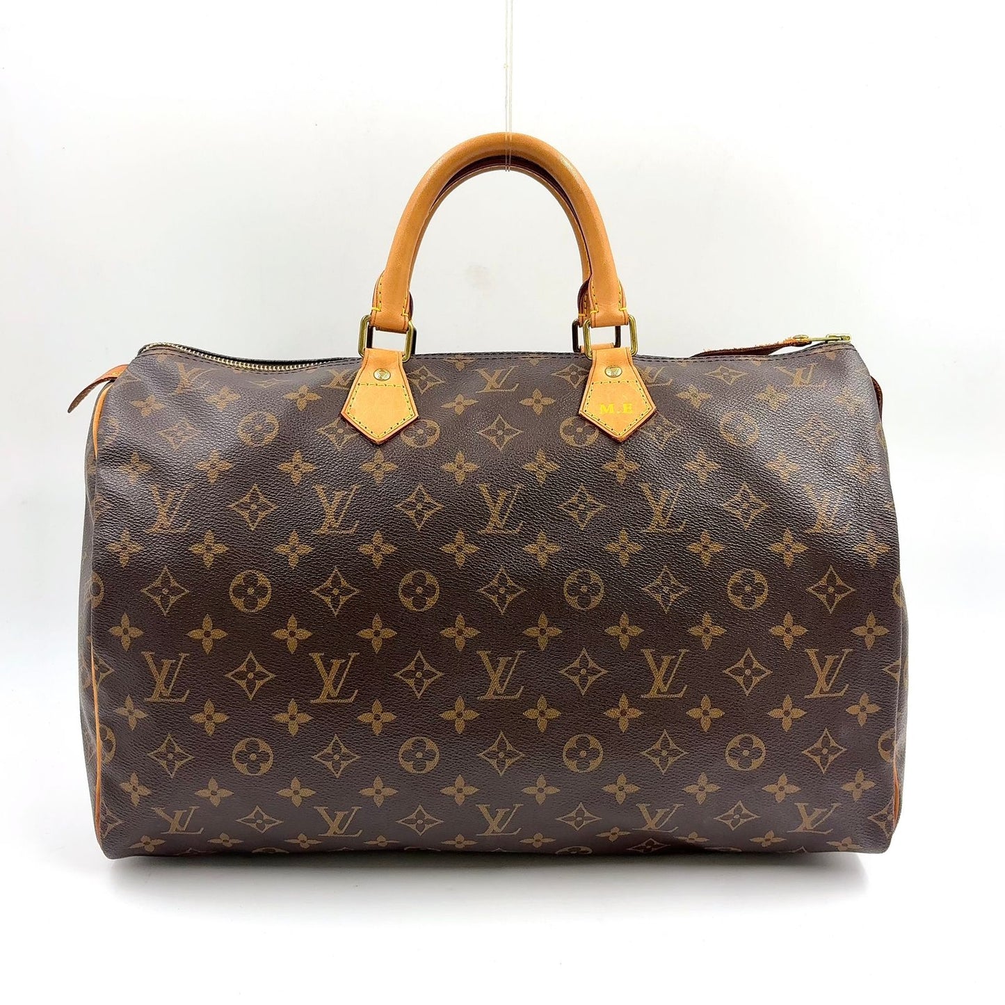 Louis Vuitton Speedy 40 Monogram Initial Leather Brown Handbag Gold