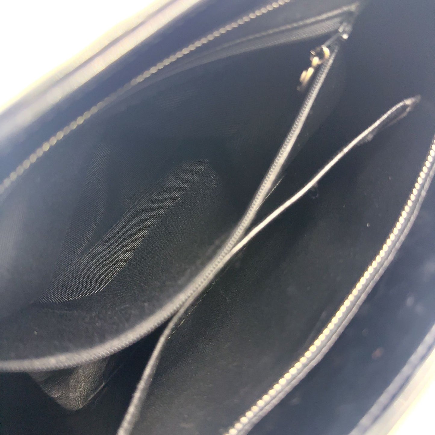 Chanel CC Logo Reprint Quilted Patent Leather Patent Black Tote Bag Silver — view 6