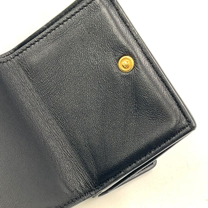 Fendi Baguette Micro FF Embossed Nappa Leather Black Trifold Wallet Gold — view 6