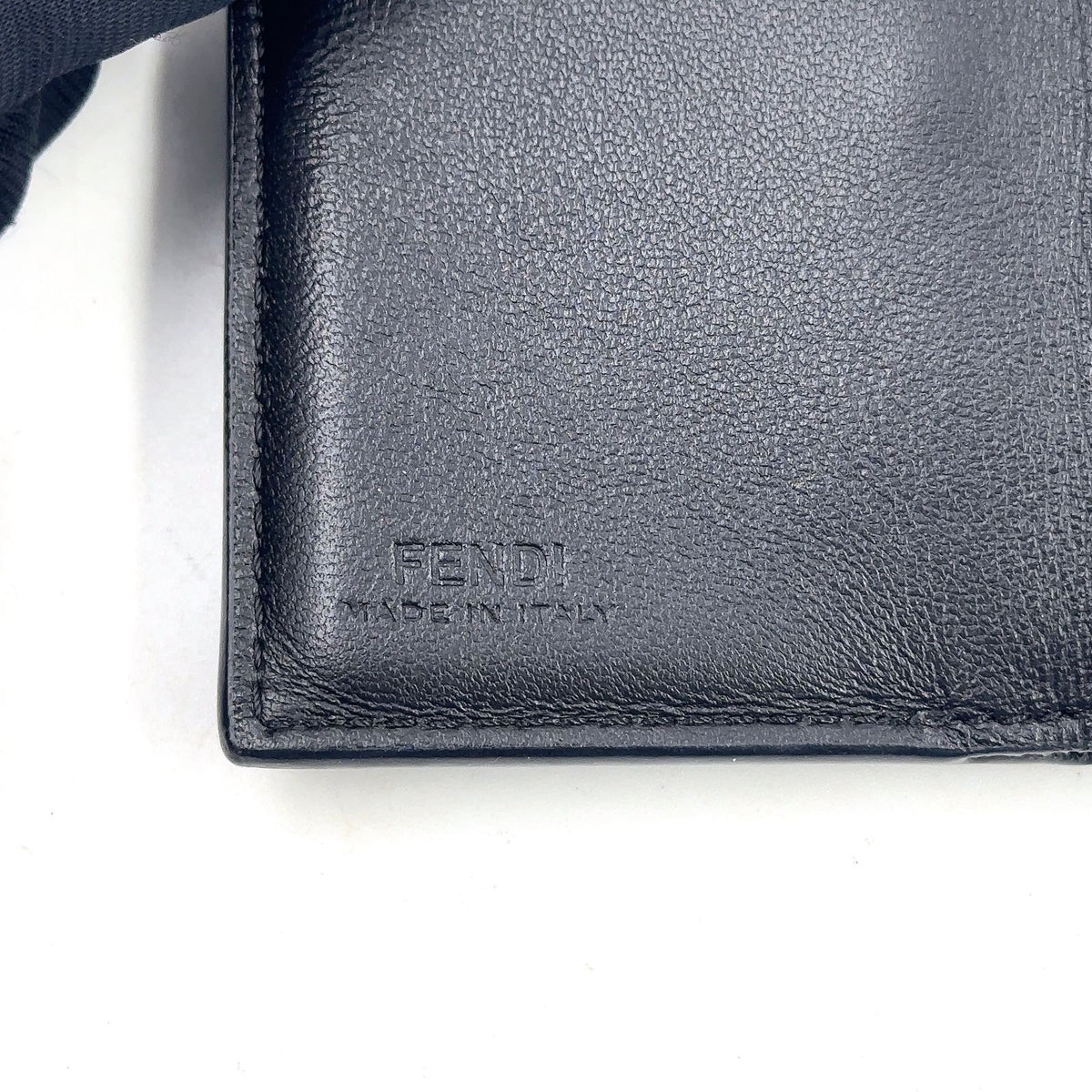 Fendi Baguette Micro FF Embossed Nappa Leather Black Trifold Wallet Gold — view 4