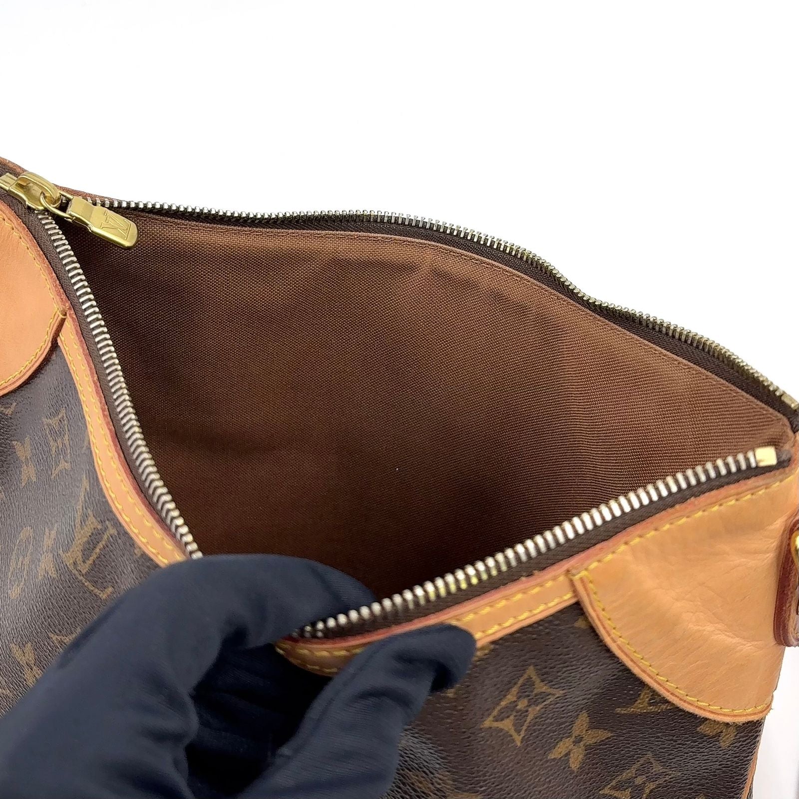 Louis Vuitton Odeon MM Monogram Leather Brown Shoulder Bag Gold — view 7