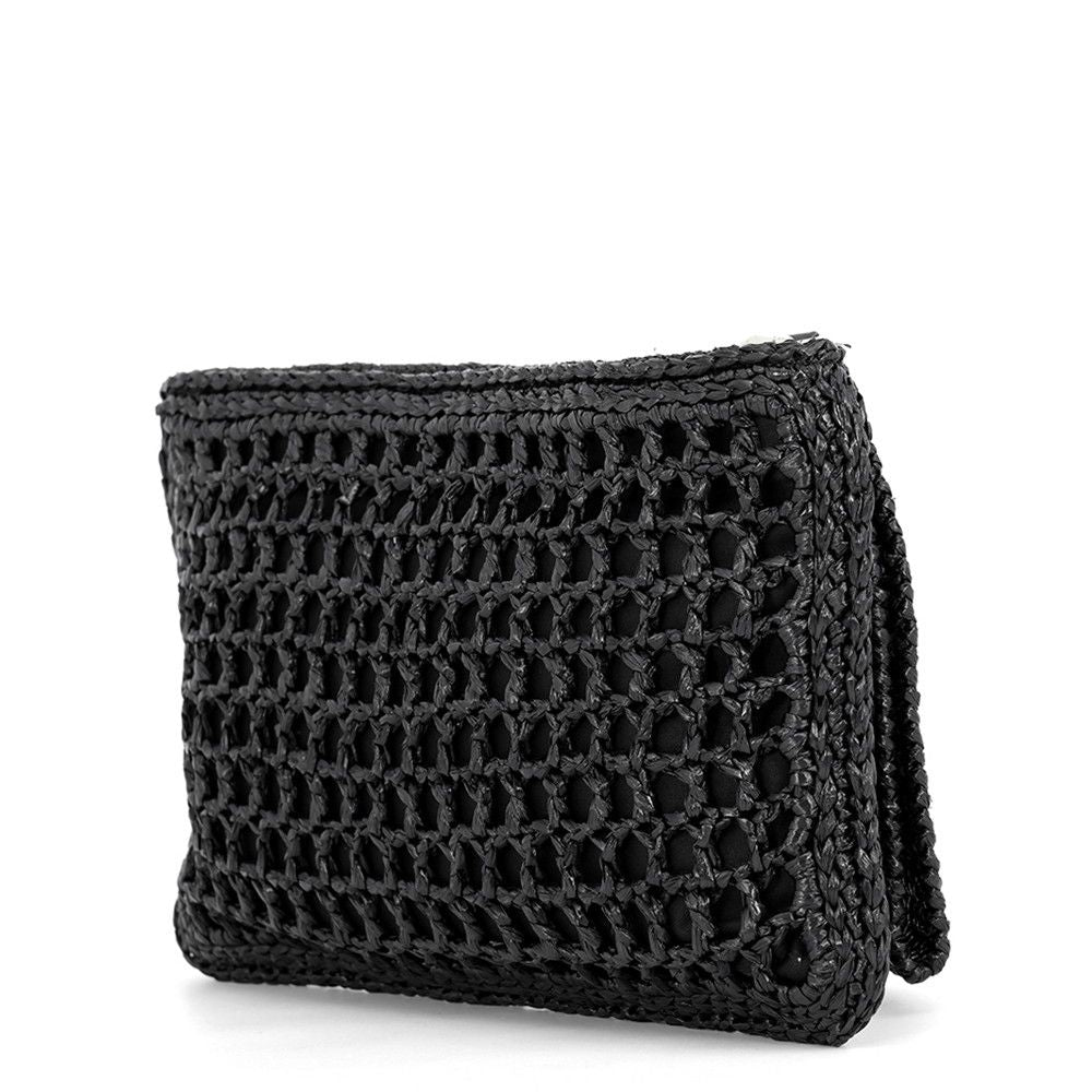 Prada Clutch Logo Raffia Black — view 2
