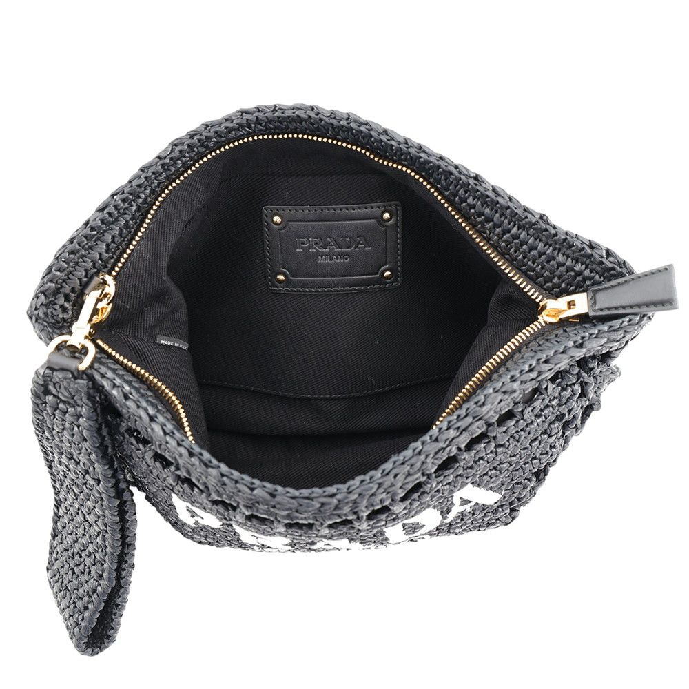 Prada Clutch Logo Raffia Black — view 5