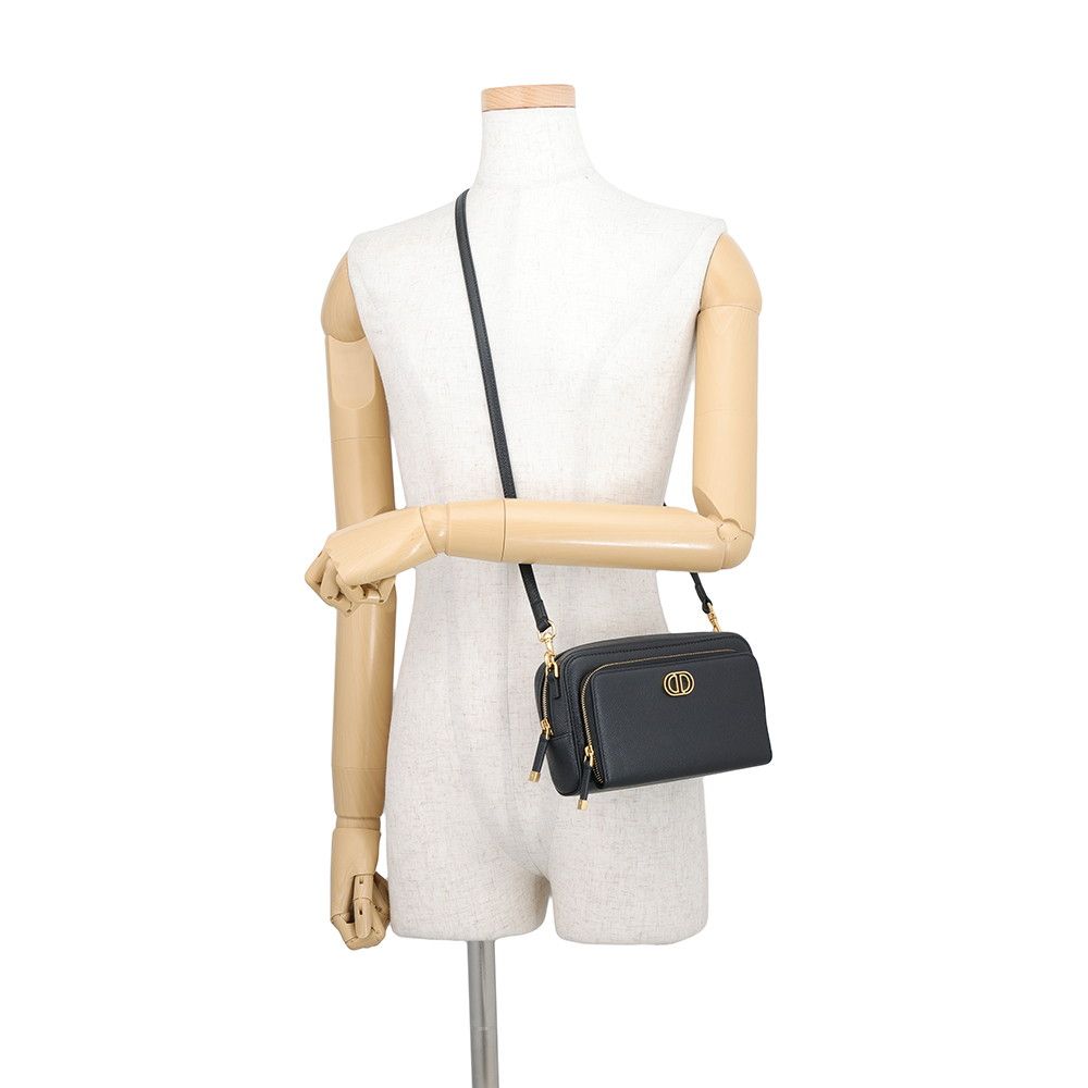 Dior Shoulder Bag Calo Double Pouch Leather Black — view 4
