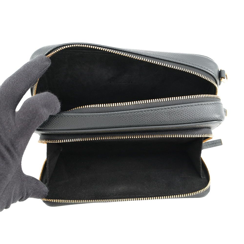 Dior Shoulder Bag Calo Double Pouch Leather Black — view 5