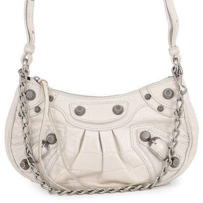 Balenciaga Shoulder Bag le Cagole Mini Embossed Leather 2-Way White
