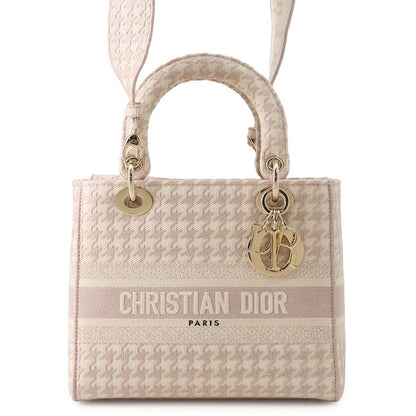 Dior Handbag Light Houndstooth Canvas 2-Way
