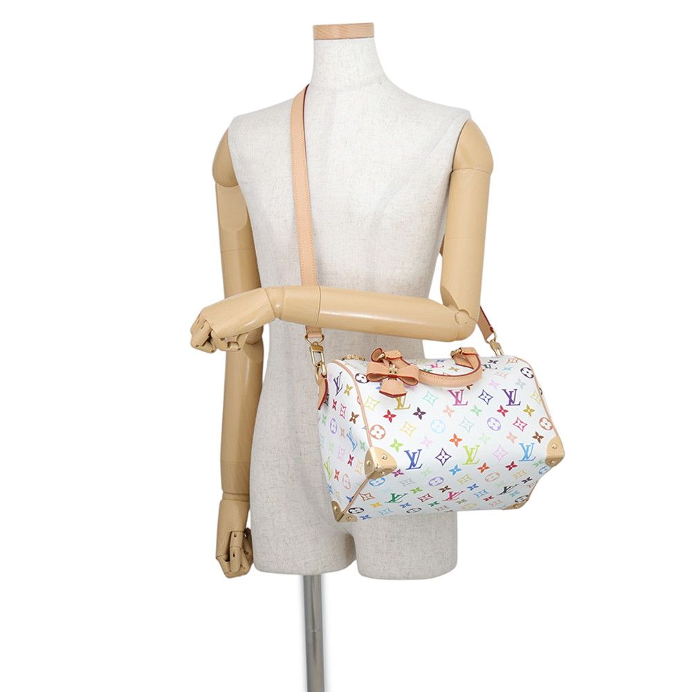 Louis Vuitton Monogram Multicolor LV TM Speedy Bandouliere 25 2-Way White — view 5