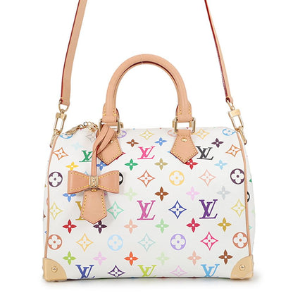 Louis Vuitton Monogram Multicolor LV TM Speedy Bandouliere 25 2-Way White