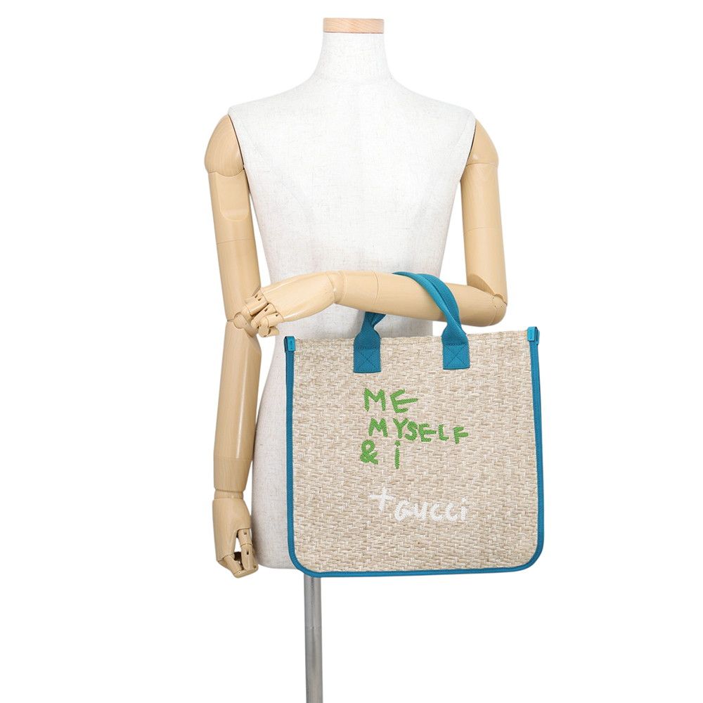 Gucci Tote Children's Straw Canvas Handbag — view 4