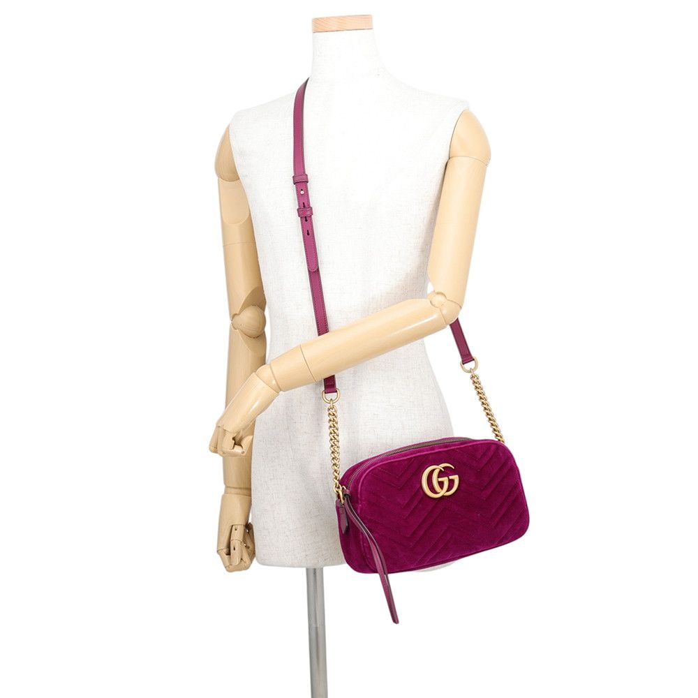 Gucci Shoulder Bag GG Marmont Quilted Small Velvet Chain — view 4