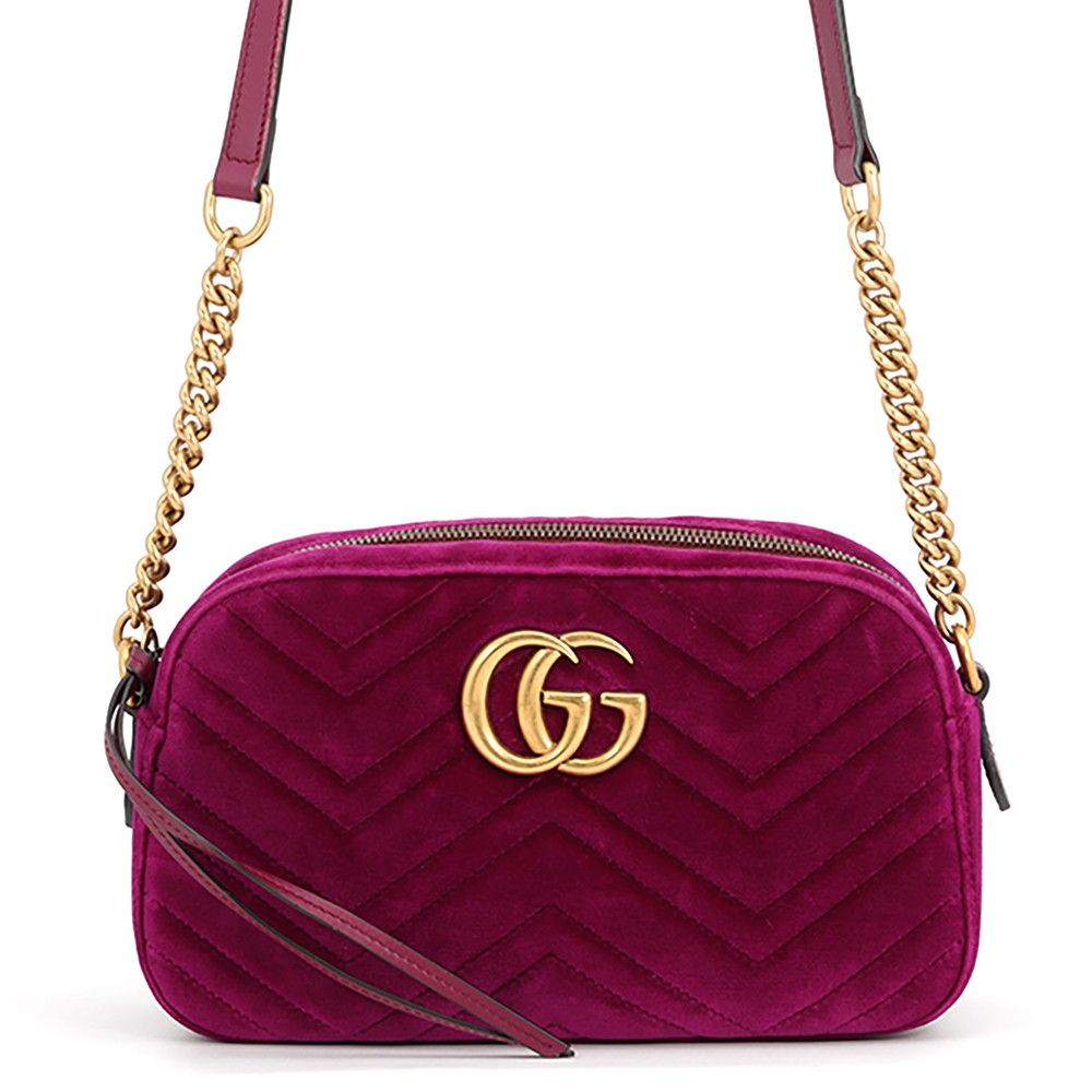 Gucci Shoulder Bag GG Marmont Quilted Small Velvet Chain