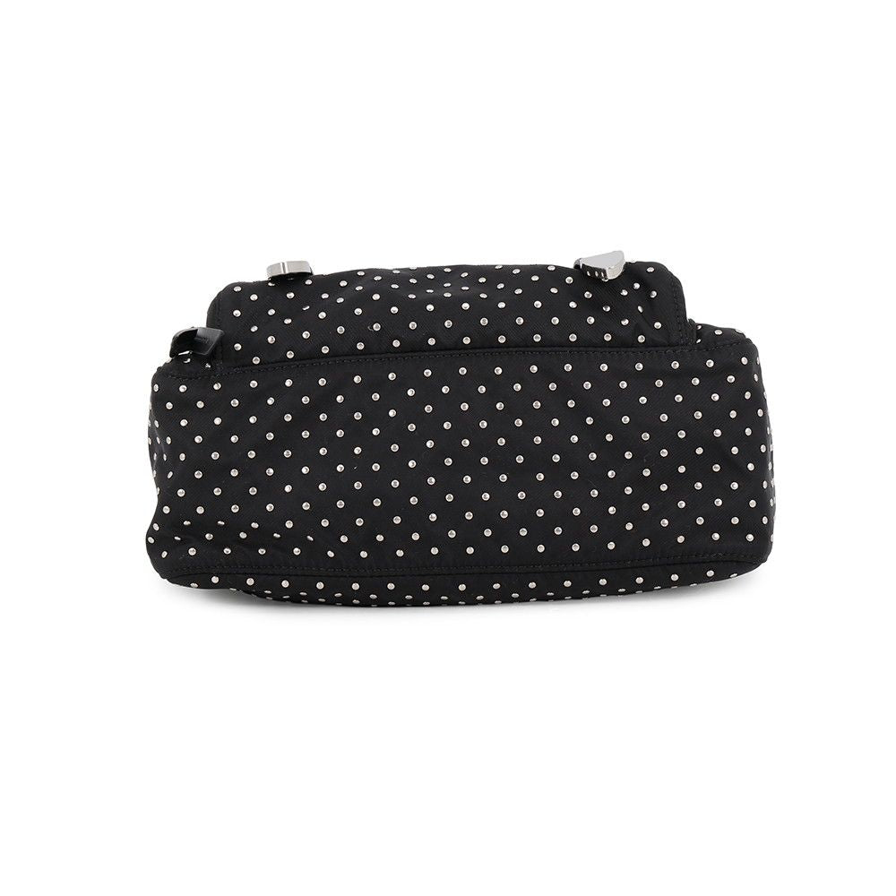 Prada Shoulder Bag Triangle Logo Studs Nylon Black — view 3