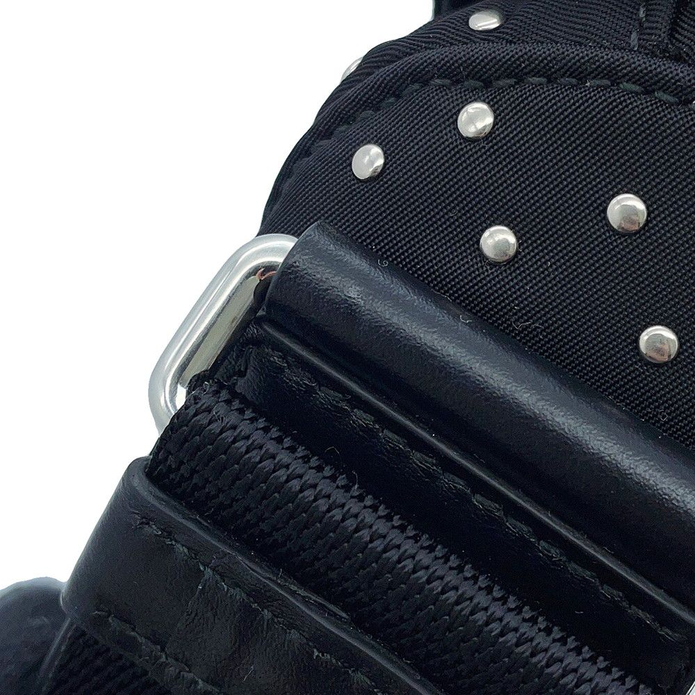 Prada Shoulder Bag Triangle Logo Studs Nylon Black — view 8