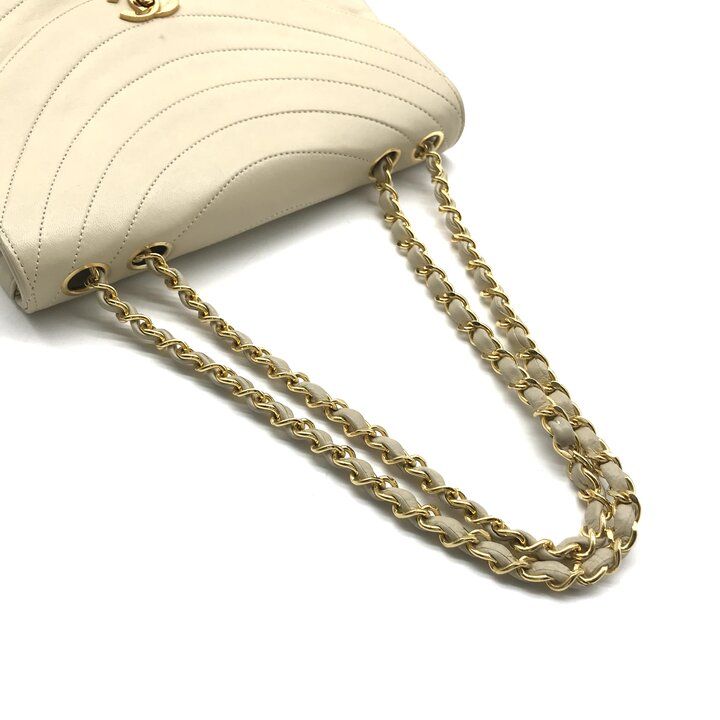 Chanel CC Logo Turnlock Chain Shoulder Bag Gold Double Beige — view 6