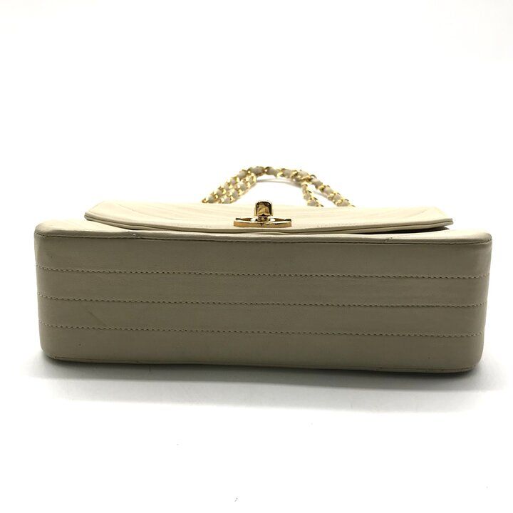 Chanel CC Logo Turnlock Chain Shoulder Bag Gold Double Beige — view 3