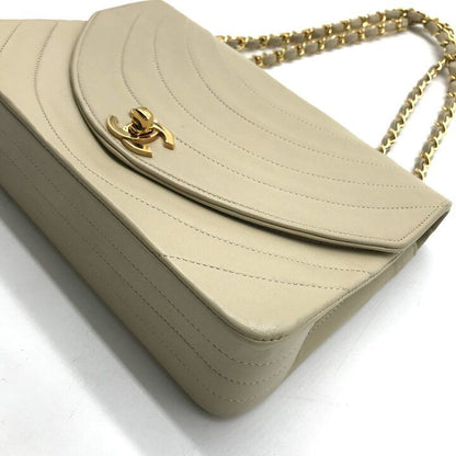 Chanel CC Logo Turnlock Chain Shoulder Bag Gold Double Beige — view 4