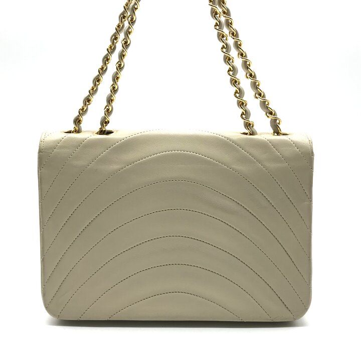 Chanel CC Logo Turnlock Chain Shoulder Bag Gold Double Beige — view 2