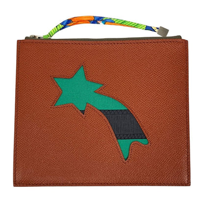 Hermes Petit h Flat Case Veau Epsom Veau Swift Pouch Mini Bag Brown