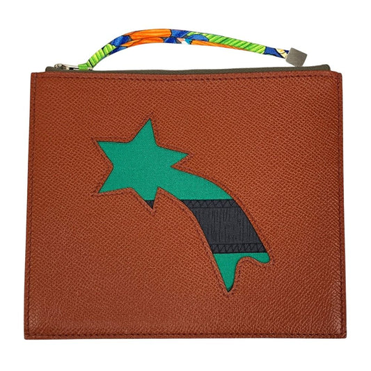Hermes Petit h Flat Case Veau Epsom Veau Swift Pouch Mini Bag Brown