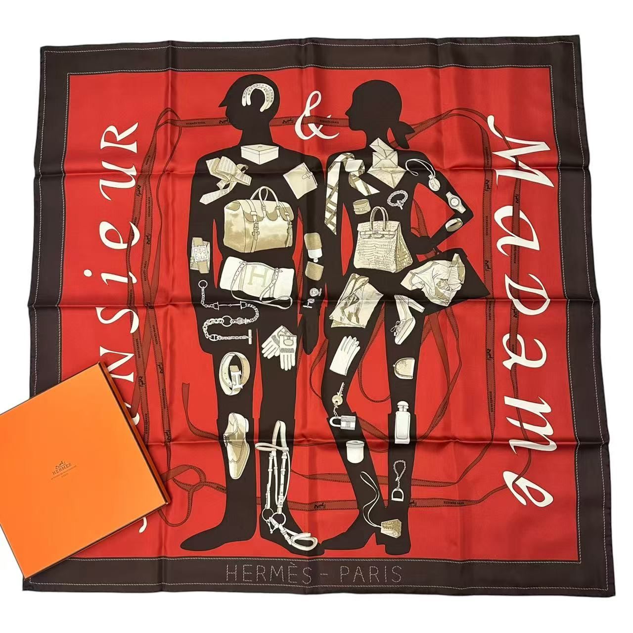 Hermes Scarf Carre 90 Silk Monsieur Et Madame &