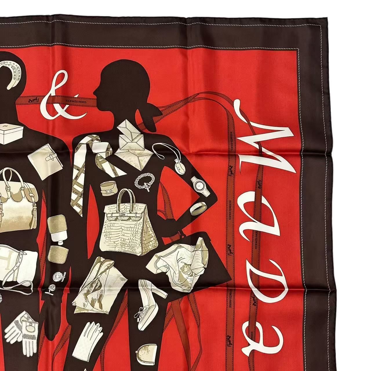 Hermes Scarf Carre 90 Silk Monsieur Et Madame & — view 4