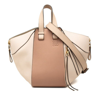 Loewe Anagram Hammock 2-Way Shoulder Bag Pink Beige Leather