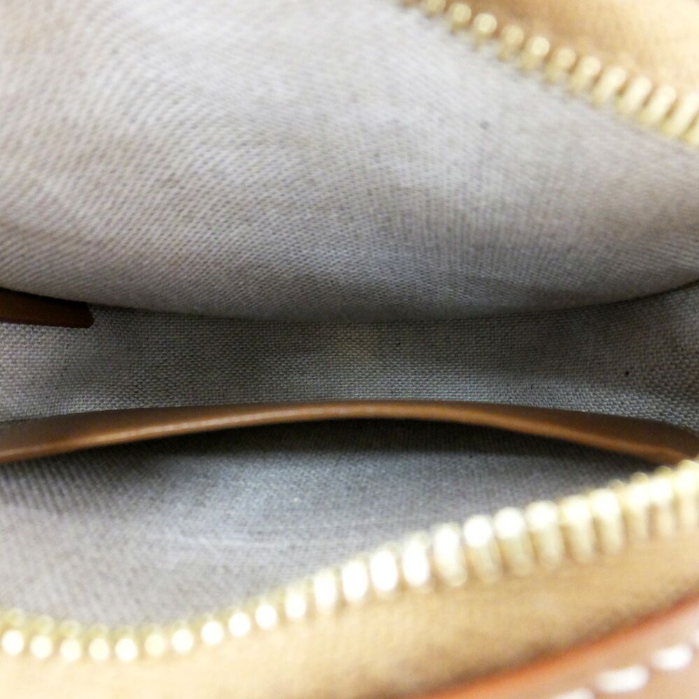 Celine Triomphe Round Shoulder Bag Beige Red Brown Canvas Leather Bags — view 7