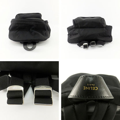 Celine Backpack Nylon Canvas Black Silver Metal Charm — view 5