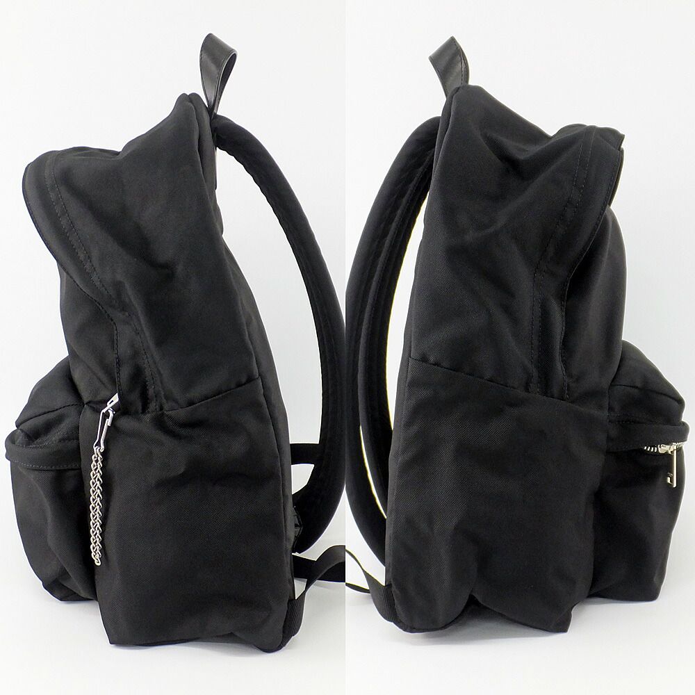 Celine Backpack Nylon Canvas Black Silver Metal Charm — view 3