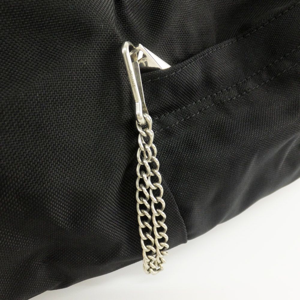 Celine Backpack Nylon Canvas Black Silver Metal Charm — view 6