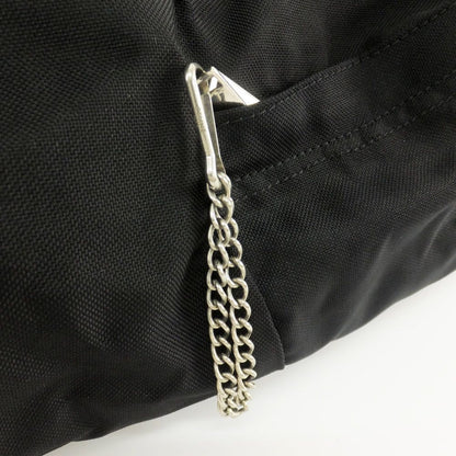 Celine Backpack Nylon Canvas Black Silver Metal Charm — view 6