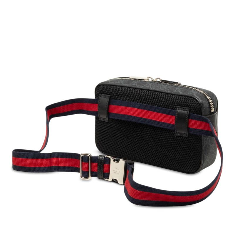 Gucci GG Supreme Belt Bag Gray Red Navy Leather — view 2
