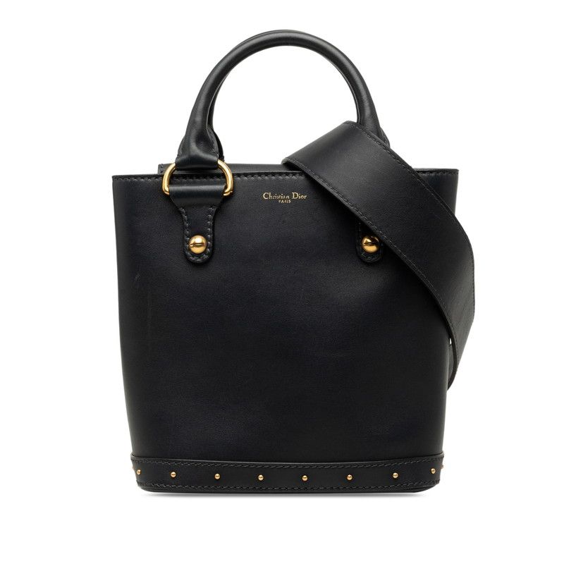 Dior Bucket 2-Way Shoulder Bag Black Leather