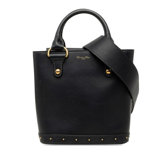 Dior Bucket 2-Way Shoulder Bag Black Leather