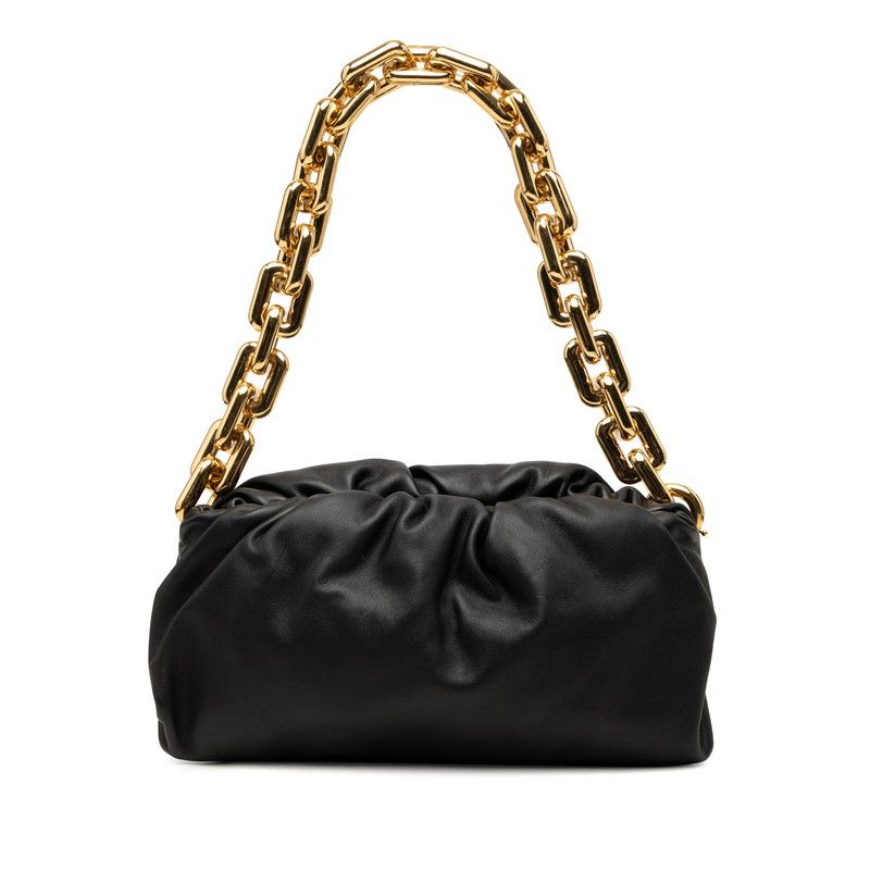 Bottega Veneta the Chain Pouch Handbag Shoulder Black Gold Leather