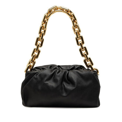 Bottega Veneta the Chain Pouch Handbag Shoulder Black Gold Leather